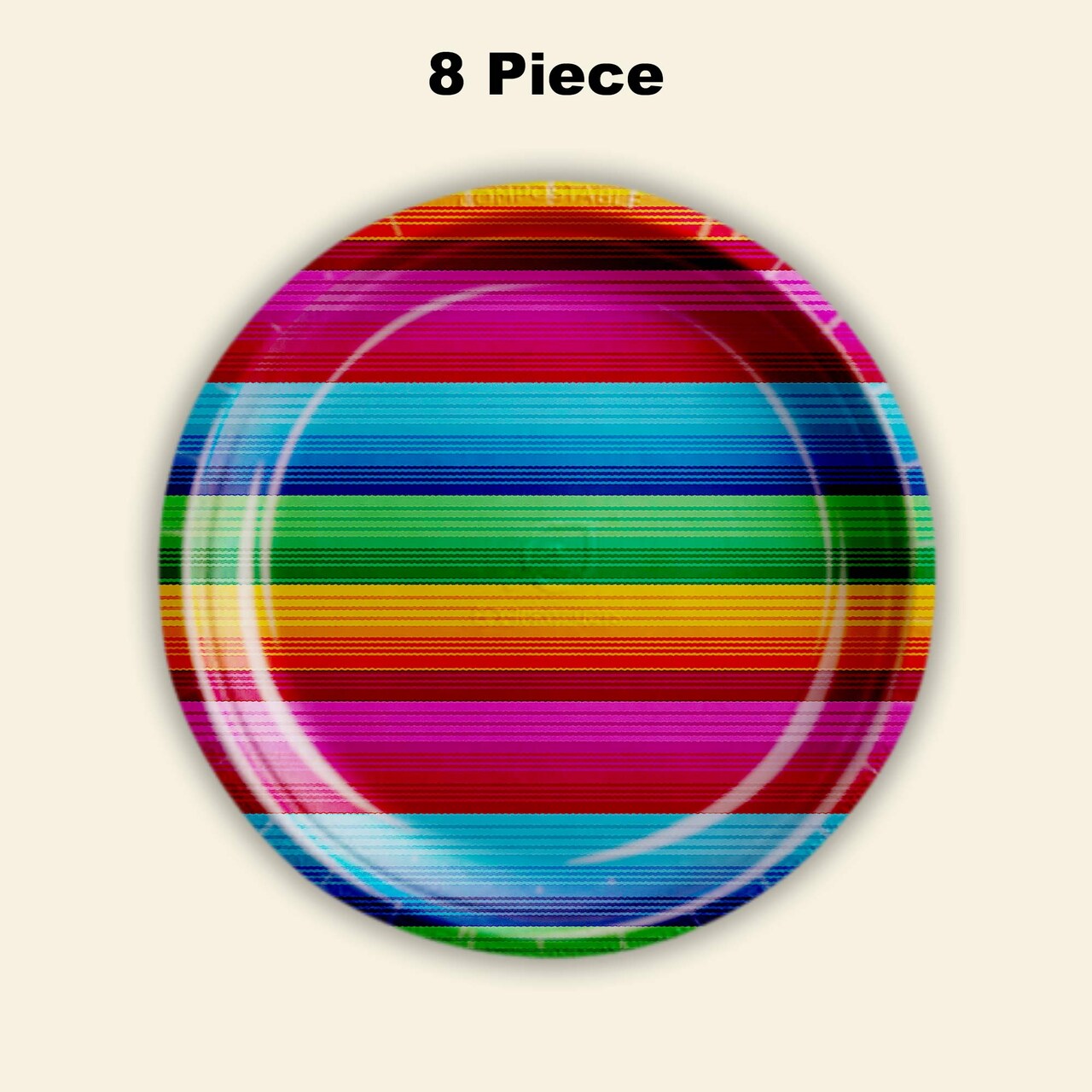 8 Count Bright Fiesta Party Paper Plates for Birthday or Colorful Dinner Events 9"